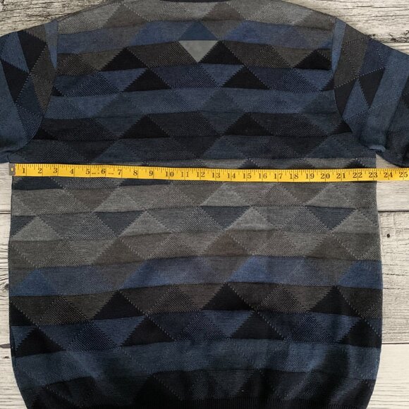 Vintage 90s Geometric Print Dad Office Grunge Corpcore Knit Crewneck Sweater - Picture 10 of 12